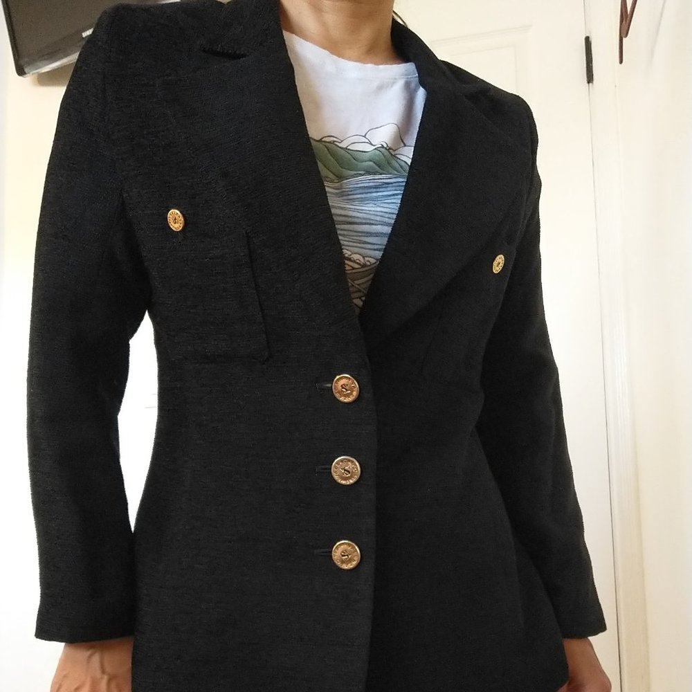 VALENZA PO sports black Rayon Jacket S gold bottun